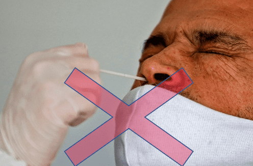 鼻ぬぐい液を採取する旧来のPCR検査