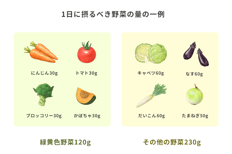 1日に摂るべき野菜の量の一例