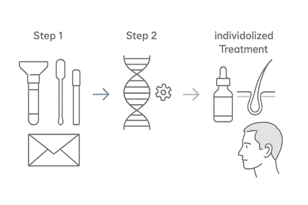 AGA遺伝子検査から個別化治療への流れ｜DNA解析と薬の最適化フロー（男性向け）