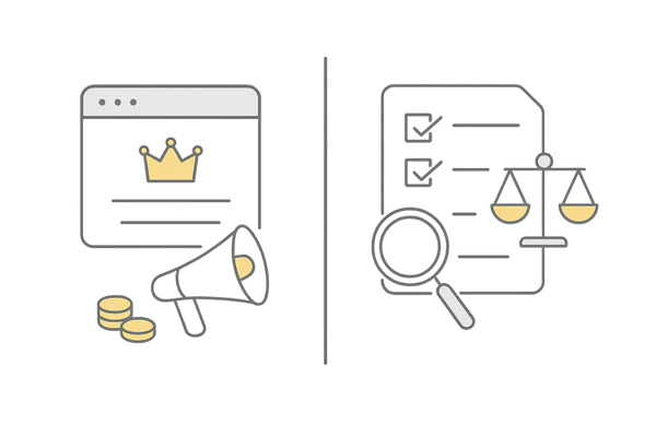 AGAオンライン診療の広告記事と情報記事の違い（見分け方の2カラム比較図）