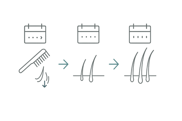 デュタステリドの発毛変化タイムライン：効果実感までの過程（1〜12か月イメージ）