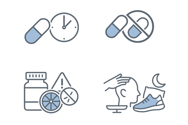 デュタステリドを最大化する安全な服用・注意点と生活習慣（4コマ図）