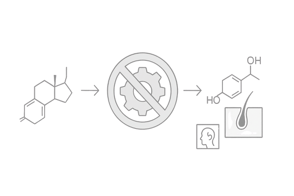 前髪の薄毛メカニズム：テストステロン→5α還元酵素→DHTをノコギリヤシが阻害する流れ