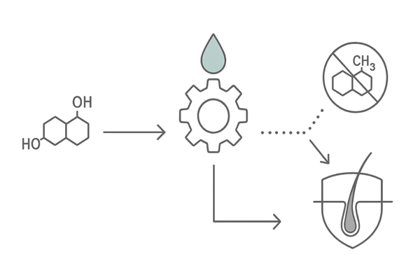 ノコギリヤシの5α還元酵素阻害とDHT抑制フロー図
