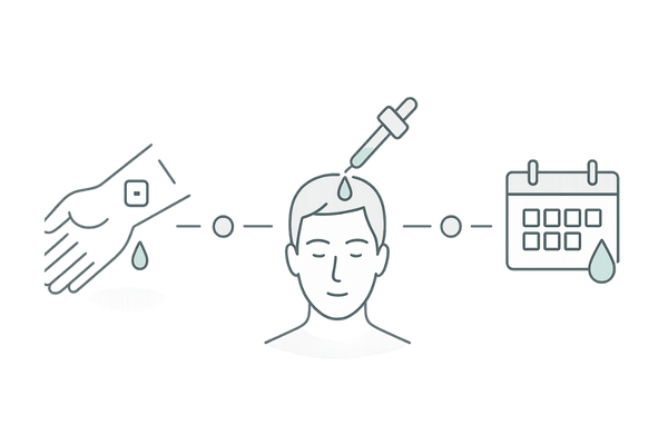 安全な使用フロー図（パッチテスト→適正塗布量→定期検査→段階的減量でリバウンド予防）