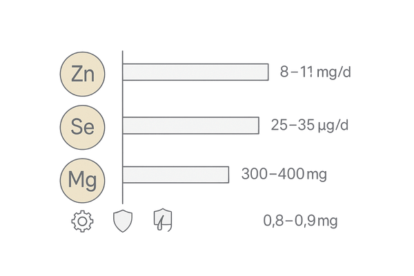 5αリダクターゼ対策に関わる必須ミネラル｜亜鉛・セレン・マグネシウム・銅の摂取量図解