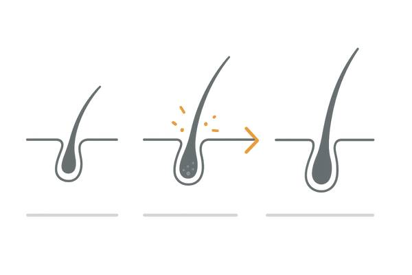 カルプロニウム塩化物が休止期から成長期へ促す毛周期イメージ