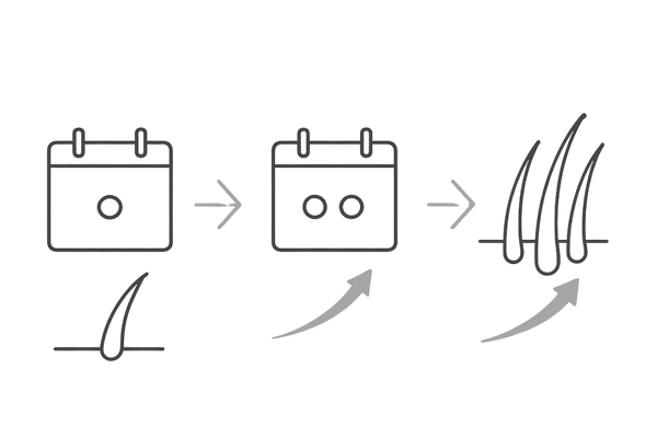 カルプロニウム塩化物の効果推移|使用開始からの発毛進行イメージ