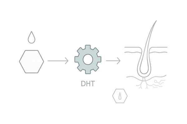 5αリダクターゼがTをDHTへ変換し毛包に作用する流れ