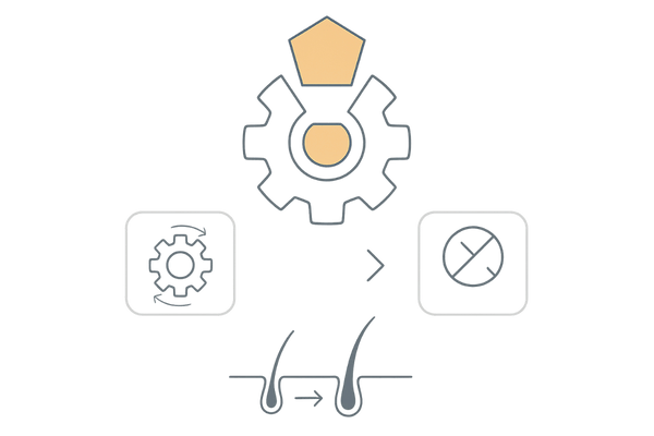 フィナステリドの阻害イメージ｜酵素活性部位をブロックするロック&キー概念図
