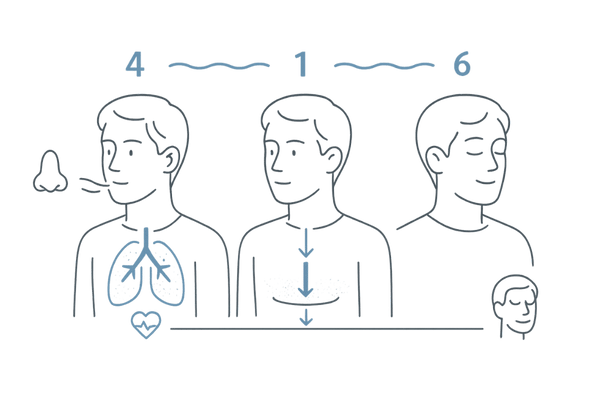 腹式呼吸5分ルーティンのタイムライン（4-1-6呼吸でストレス低減）