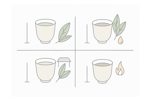 煎茶・番茶・玉露・ほうじ茶のカテキン含有イメージ比較