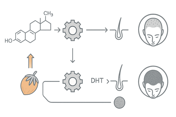 ノコギリヤシでDHTを抑制し頭頂部の毛包を守る仕組み 図解