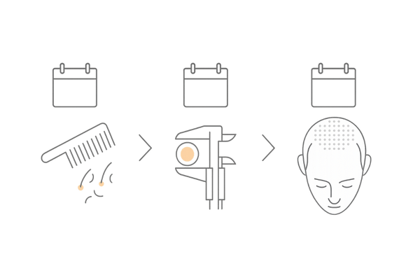 ノコギリヤシの使用期間ごとの変化イメージ（3か月・6か月・12か月）