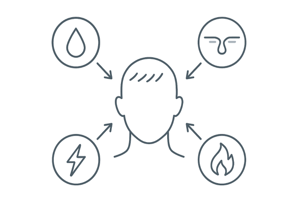 皮脂・血行・炎症・ストレスが5αリダクターゼ活性に与える影響の図