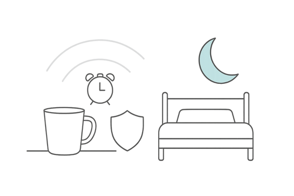 就寝前の適量摂取でホルモンリズムに同調する概念図（夜間の5αリダクターゼ対策）