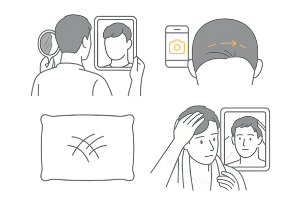 円形脱毛症セルフチェックの方法｜鏡・分け目・枕の抜け毛・入浴後観察（男性）