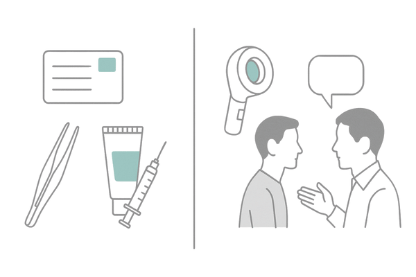 一般皮膚科と薄毛専門クリニックの違い(受診先の選び方・比較図)