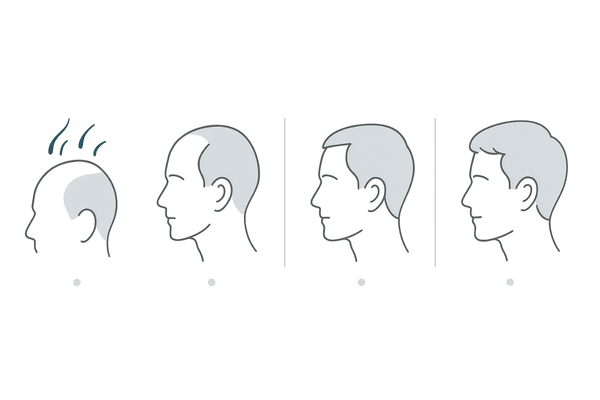ミノキシジルの経過イメージ:初期脱毛~発毛実感までのタイムライン