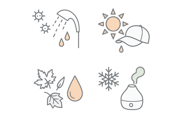 季節別の頭皮ケア（春夏秋冬の乾燥対策）アイコンまとめ