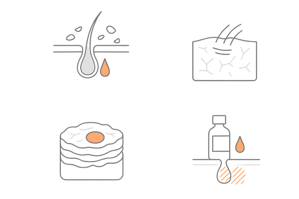 頭皮湿疹の代表疾患の見た目イメージ比較：脂漏性・アトピー・乾癬・接触皮膚炎