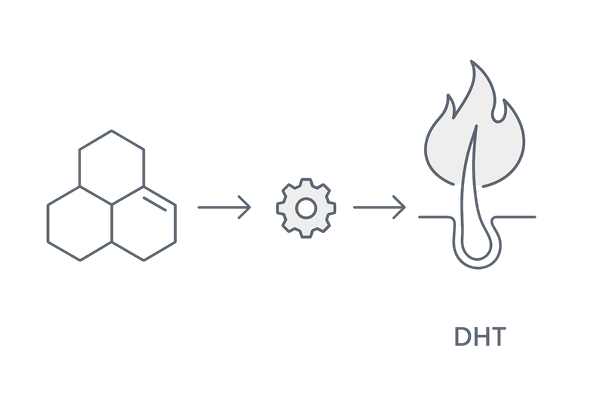 テストステロンとDHTの変換メカニズムの図解