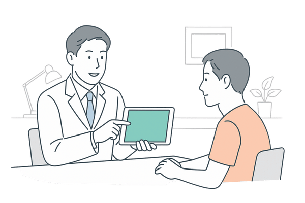 保険診療と自由診療の違いを説明する医師と患者のイメージ