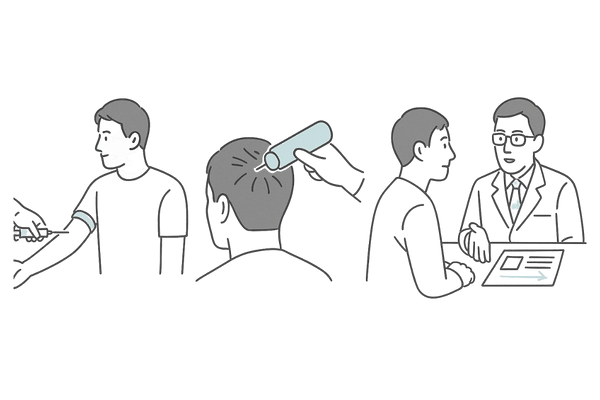 AGA初回相談後の検査と治療計画を立てる様子