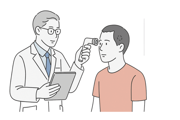 　皮膚科・脱毛症専門クリニックで頭皮を拡大チェックしてもらう場面のイメージ