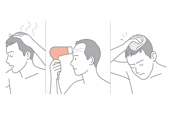 日常の習慣でつむじを刺激してしまう場面のイメージ