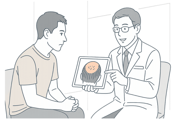 プライバシーに配慮したAGAクリニックで医師と相談する男性芸能人のイメージ