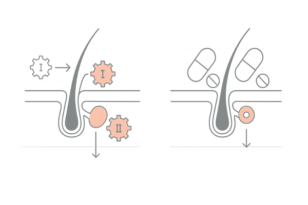 デュタステリドとフィナステリドの作用機序図解｜5αリダクターゼ（I型・II型）とDHT生成の違い