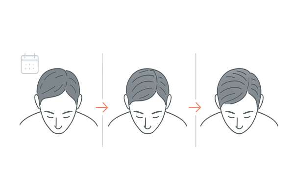 フィナステリドの効果が出るまでの期間:0〜12か月の推移イメージ