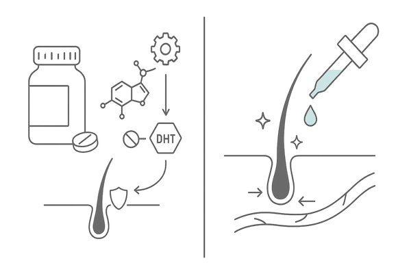 フィナステリドとミノキシジルの作用の違い(DHT抑制と血流促進)|AGA