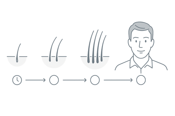 フィンペシアの効果実感までの目安タイムライン（1～12か月）の図解