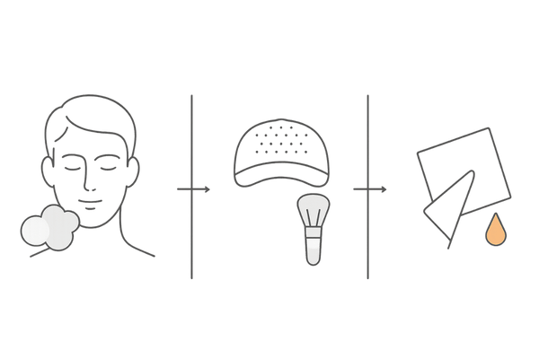 おでこの皮脂と赤みを抑える毎日のスキンケア4ステップ（洗顔・保湿・衛生・汗ケア）