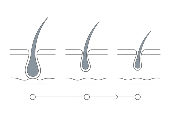 ヘアサイクル図解：成長期・退行期・休止期を理解して発毛剤の効果を把握