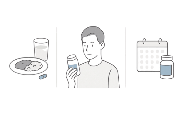 発毛サプリの飲むタイミング・用量・継続を意識した3ステップイメージ