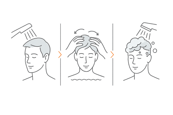 正しいシャンプーの3ステップ｜予洗い→指の腹で洗う→しっかりすすぐの流れ