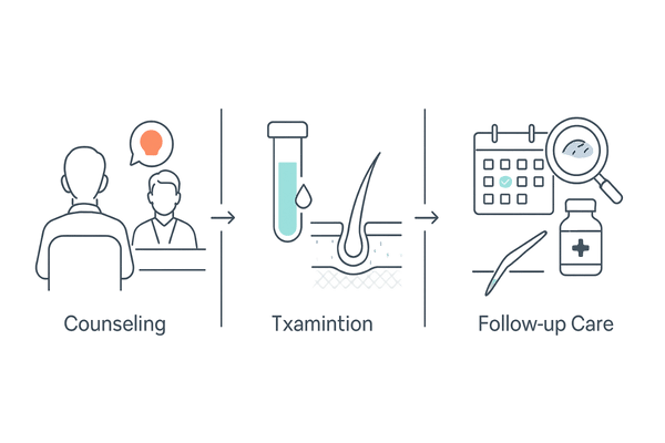 植毛費用の流れ（カウンセリング・検査・施術・術後ケア）のイメージ