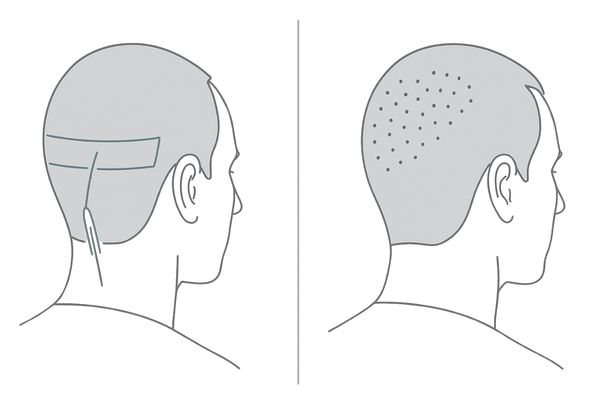 FUT法とFUE法の違いを比較した図解イメージ
