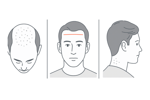 植毛で失敗と感じやすいポイント(生着率低下・生え際の不自然さ・傷跡)を並べたイメージ