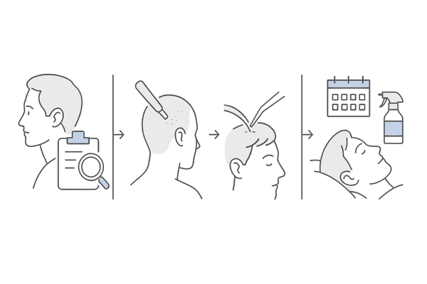 スマートグラフトの施術フロー図|カウンセリング・採取・移植・アフターケア