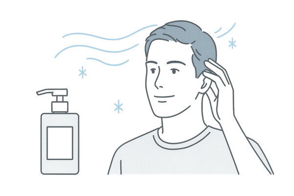 メントールシャンプーで頭皮をすっきりさせる男性のイメージ