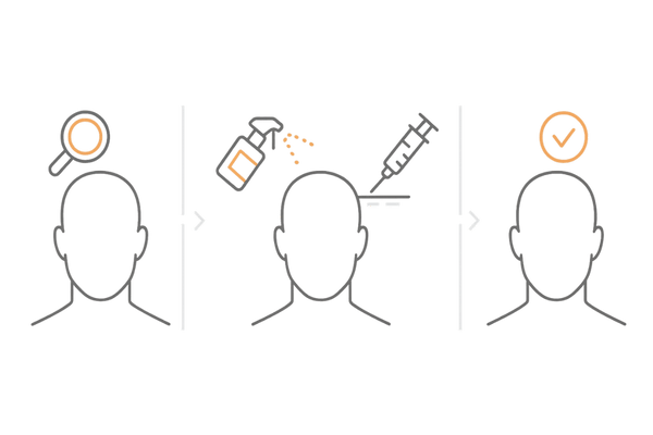 育毛メソセラピーの施術フローを図解｜診察・消毒・薬剤注入・アフターケアの4ステップ