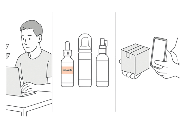 ミノキシジル通販のメリットと自宅でじっくり選ぶ男性のイメージ
