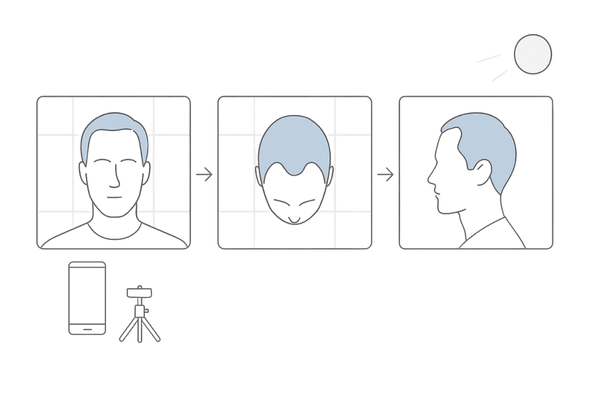 写真で変化を記録:前頭部・頭頂部・側頭部の撮影ガイド(スマホ・三脚・固定光のシンプル図解)