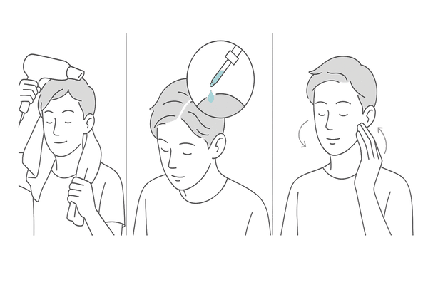 ミノキシジル外用の正しい塗り方3ステップ:乾燥→滴下→なじませ