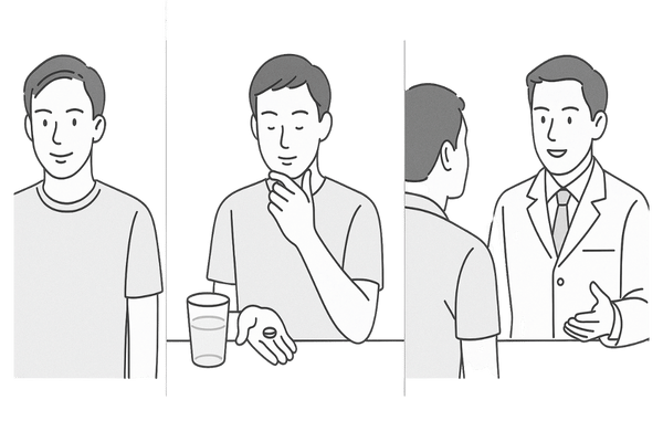 ミノキシジル＋フィナステリド＋サプリ・クリニック併用で多角的にAGA対策するイメージ