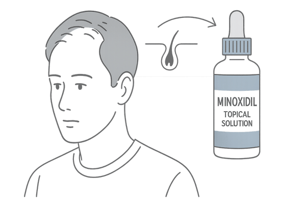 ミノキシジル外用薬でAGAの発毛を促す仕組みイメージ（男性向け）